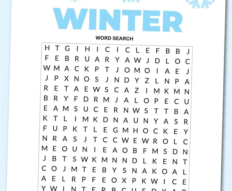 Printable Winter Word Search Chevron Lemon