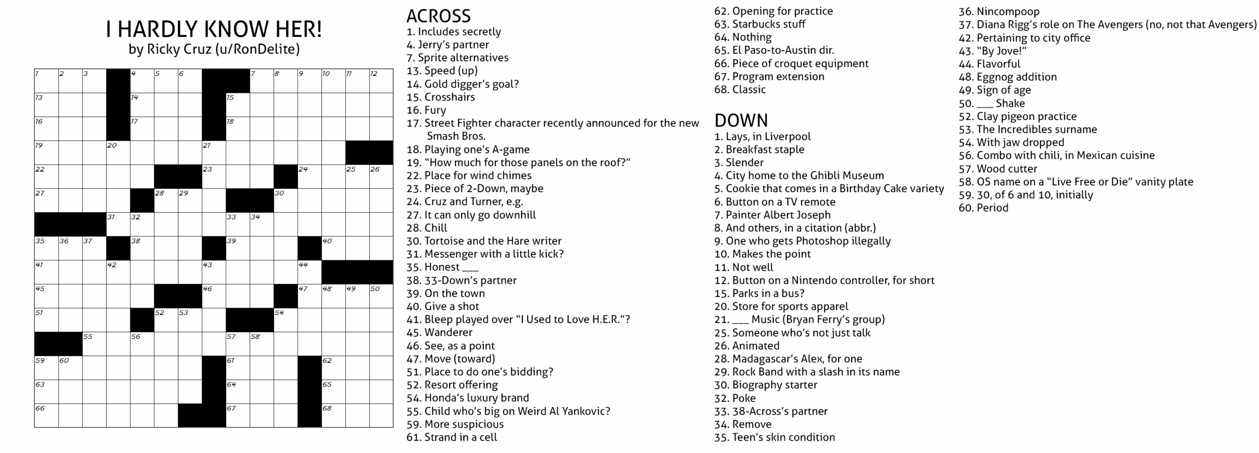 Puzzle I Hardly Know Her R crossword