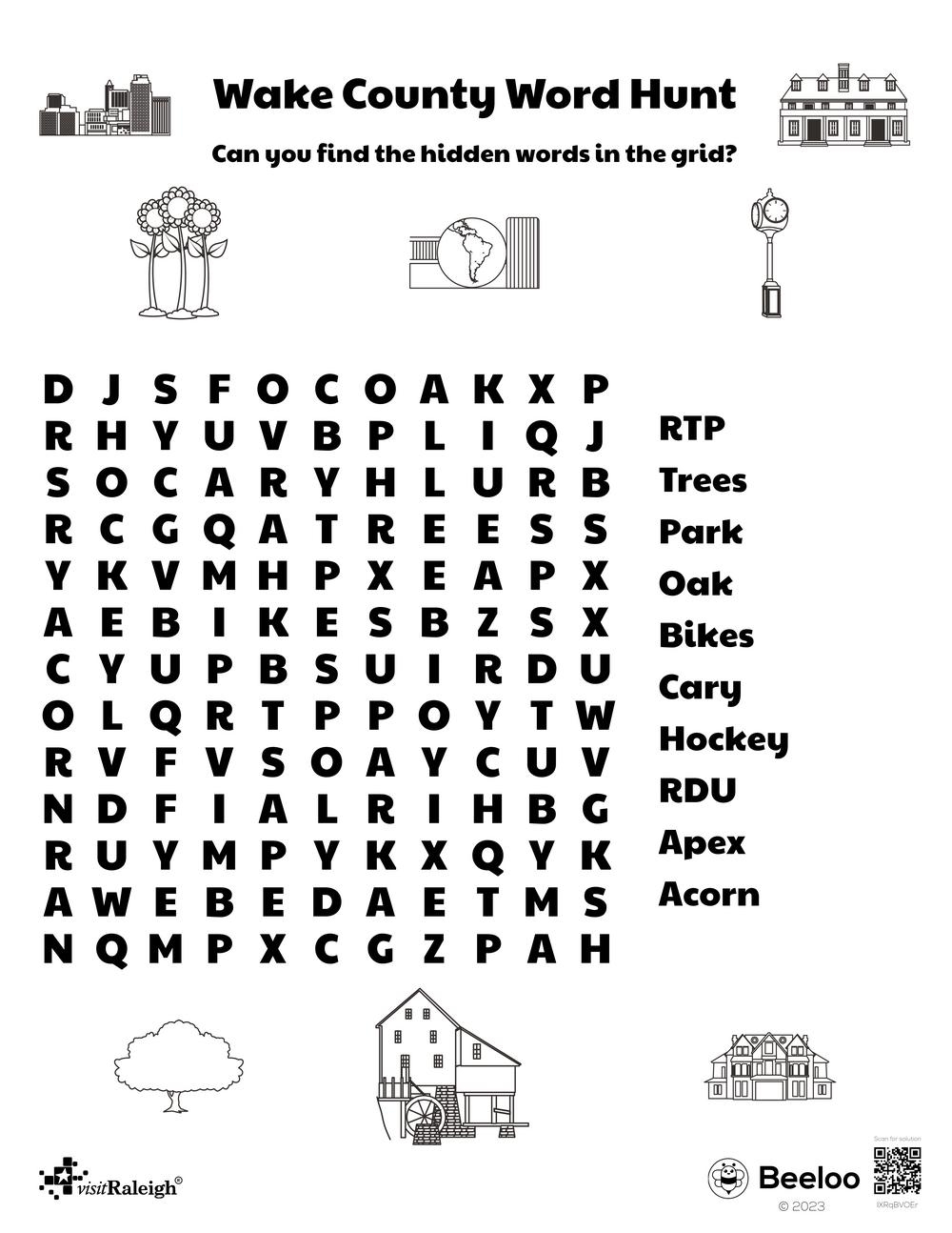 Raleigh N C themed Word Searches Beeloo Printable Crafts And Activities For Kids