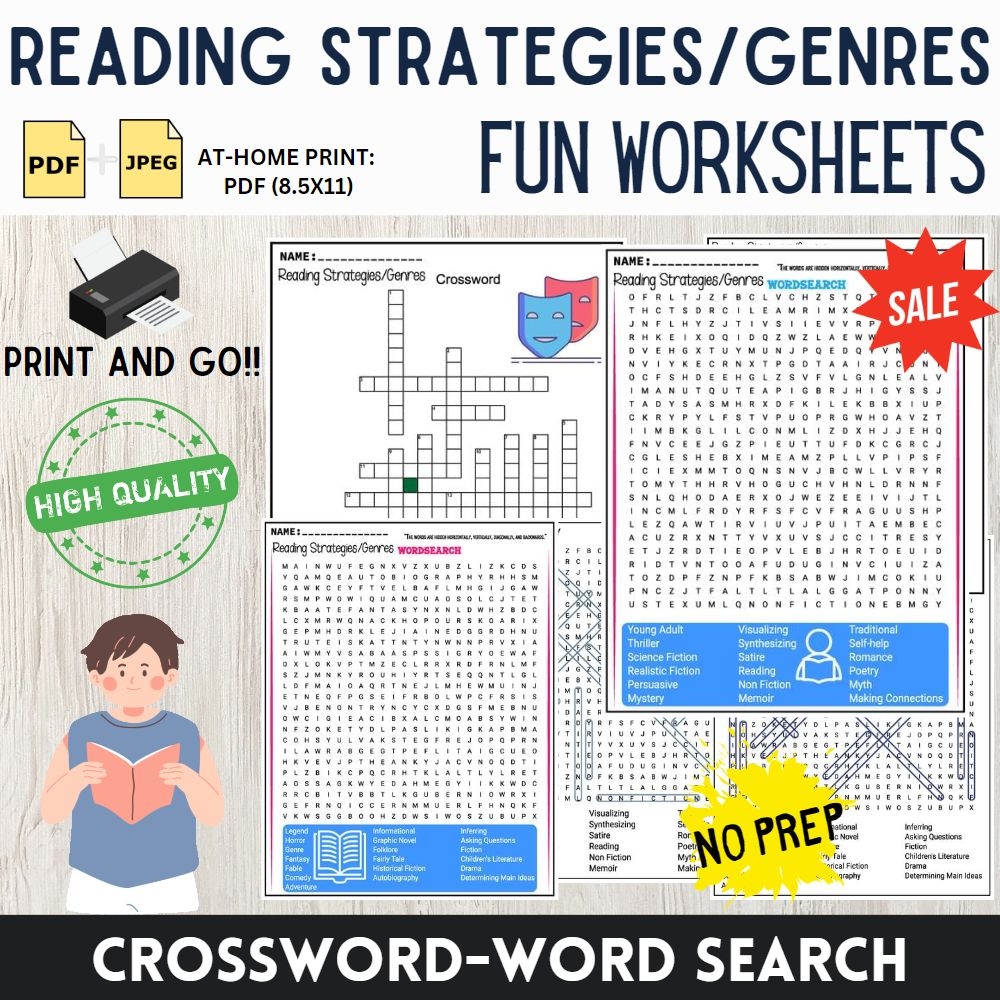 Reading Strategies Genres Word Search Crossword Made By Teachers