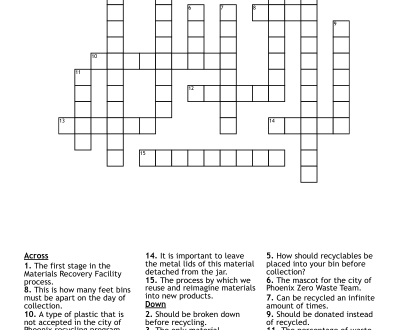 Recycling Crossword WordMint