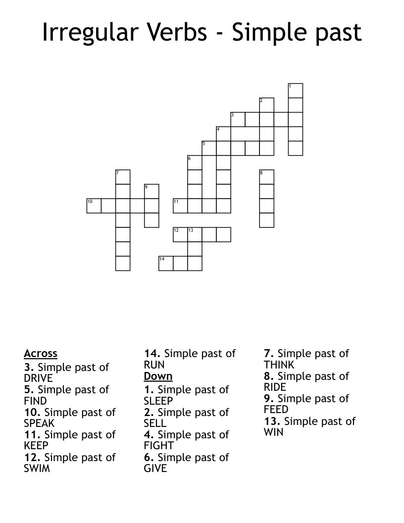 Regular Verbs Simple Past Word Search WordMint