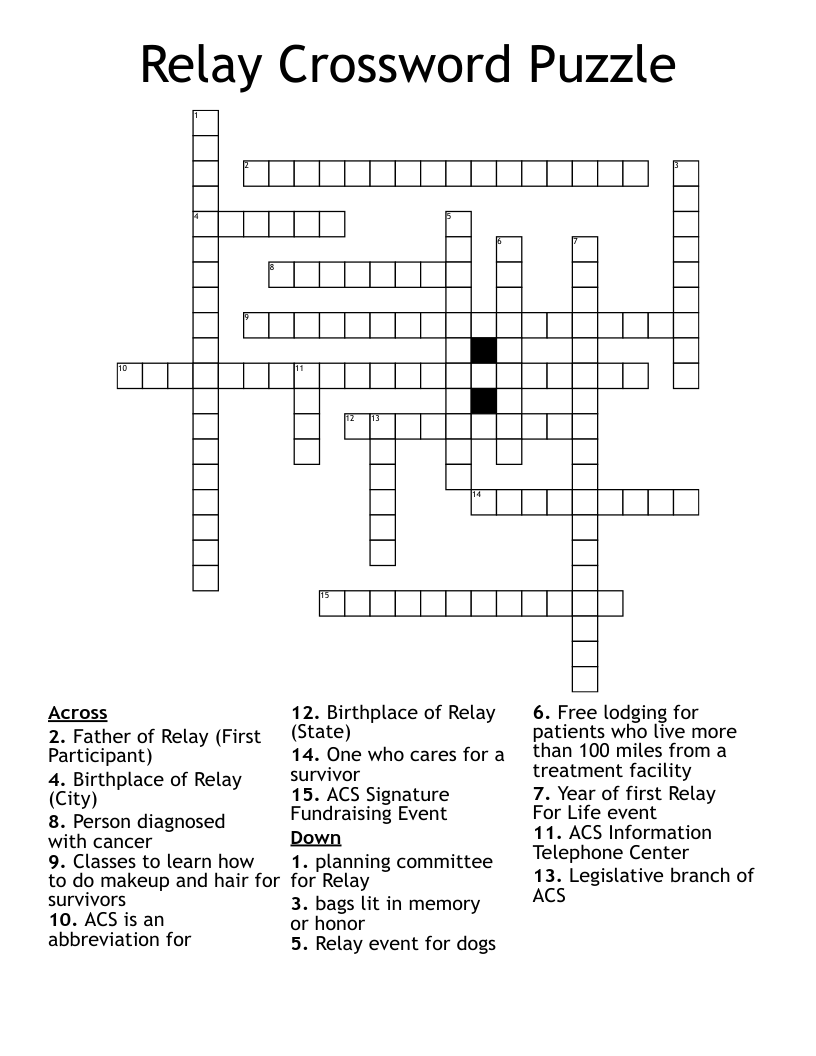 Relay Crossword Puzzle WordMint Relay Crossword Puzzle WordMint