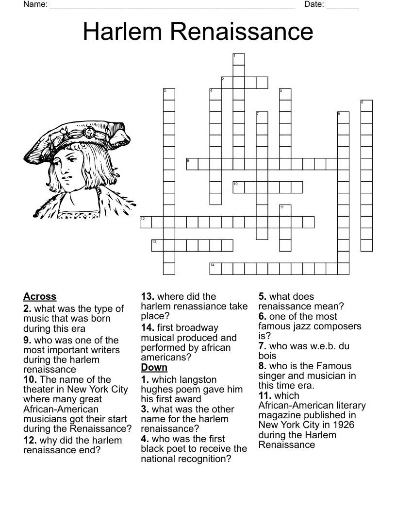 Renaissance Crossword Puzzle Printable