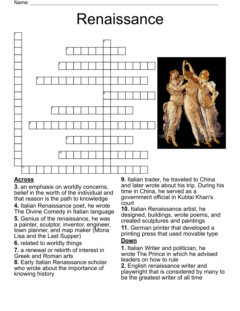 Renaissance Crossword WordMint