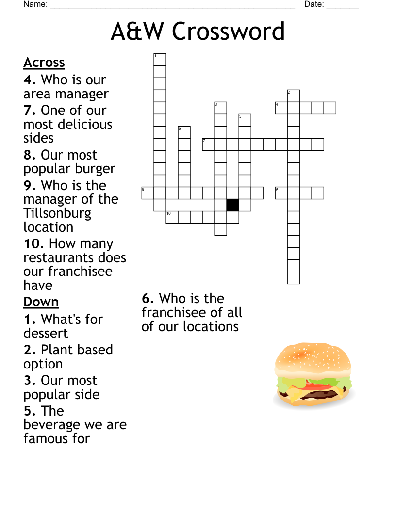 Restaurant Crossword WordMint