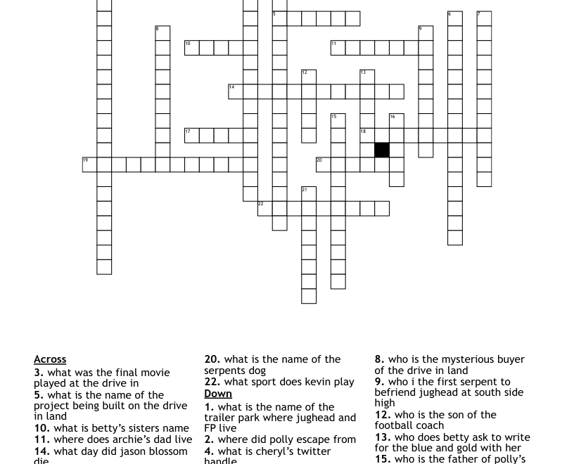 Riverdale Crossword WordMint