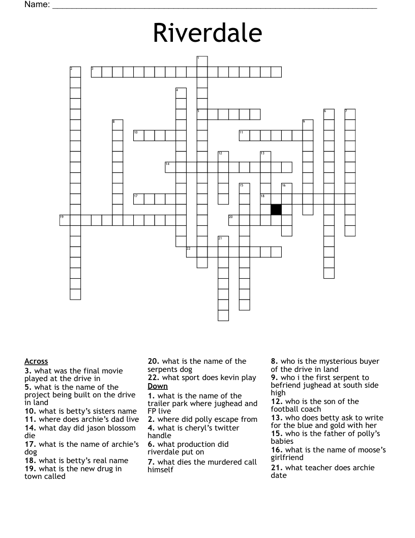 Riverdale Crossword WordMint