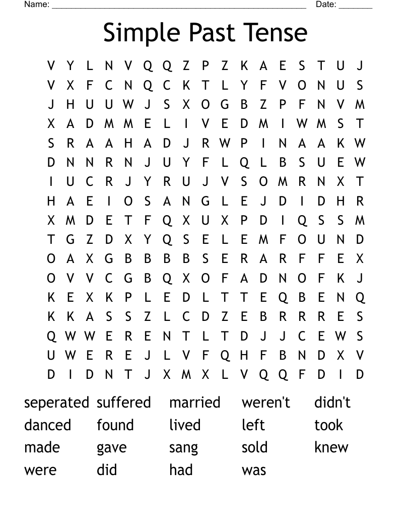 Simple Past Tense Word Search WordMint Simple Past Tense Word Search WordMint
