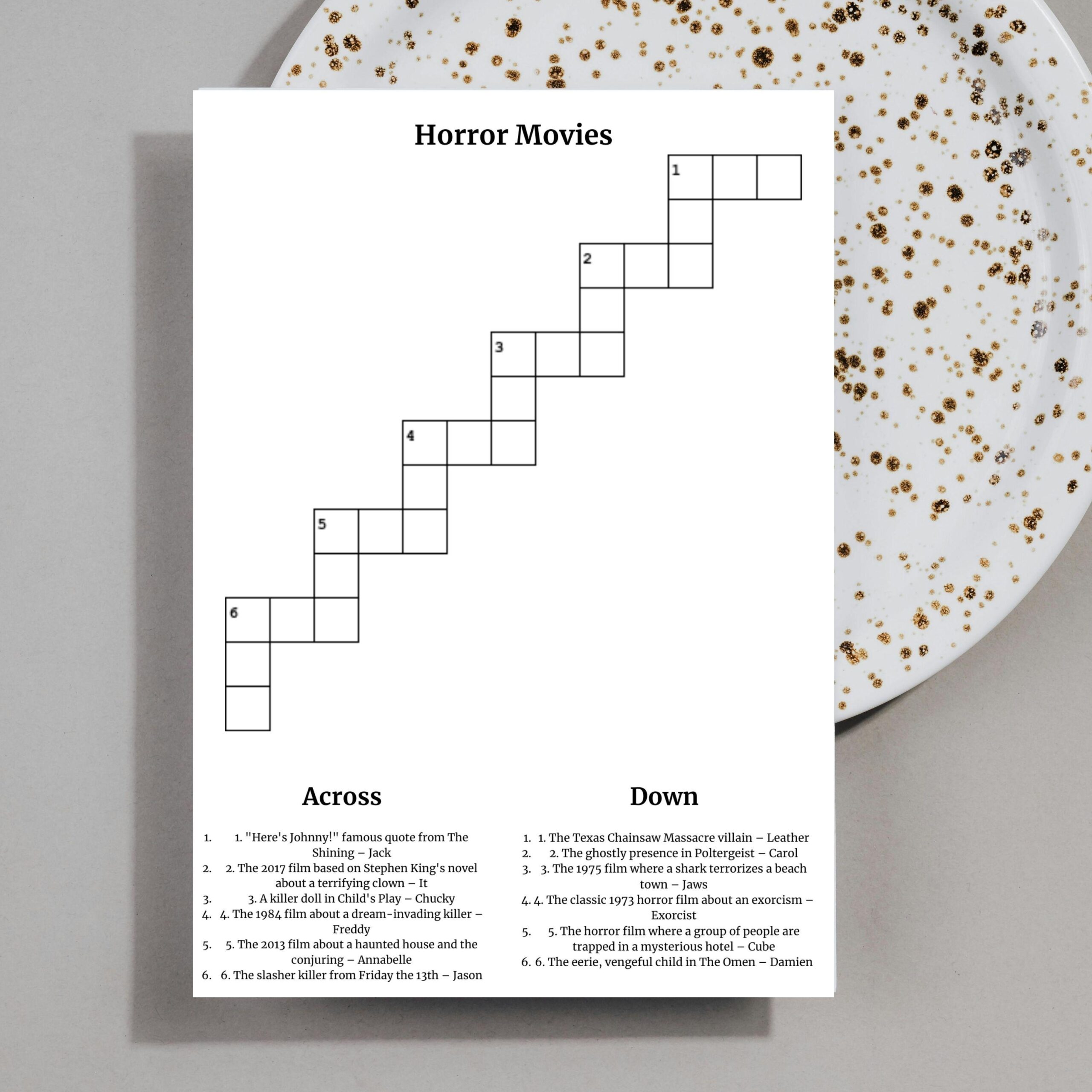Sip And Solve Puzzle Art Game 5x7 Puzzle Printable Crossword Game Crossword Template Puzzle Family Crossword For Party Etsy
