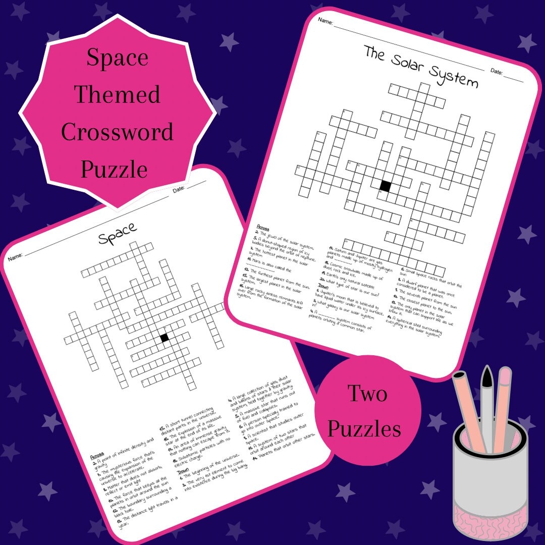 Space themed Crossword Puzzle Set Digital Download Etsy