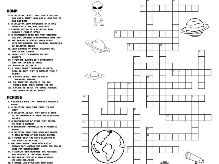Space themed Crossword Puzzles Beeloo Printable Crafts And Activities For Kids