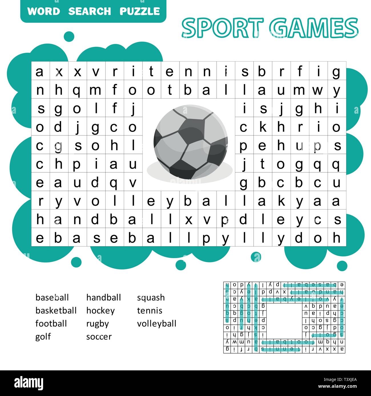 Sport Games Themed Word Search Puzzle For Kids Answer Included Fun Education Game For Kids Preschool Worksheet Activity Vector Illustration Stock Vector Image Art Alamy