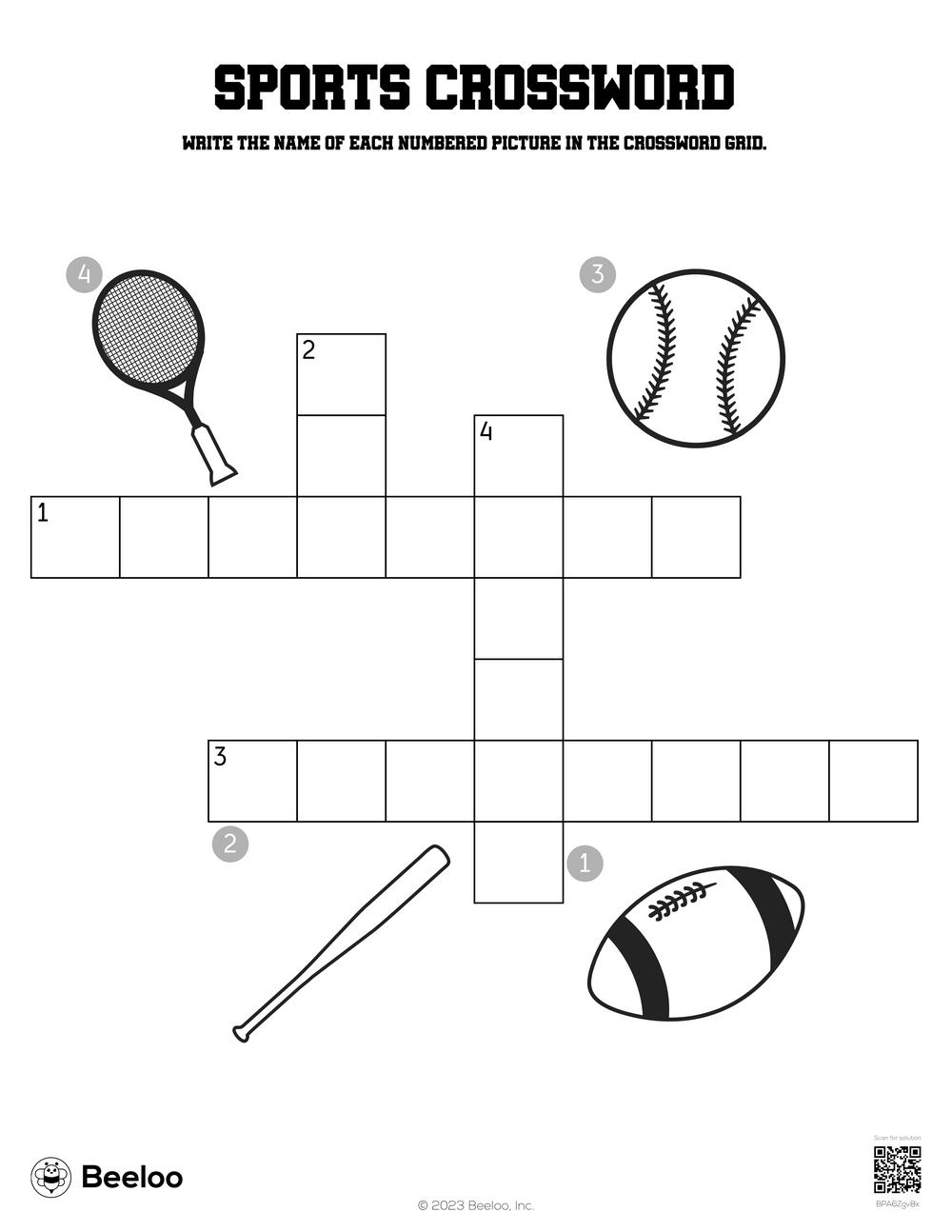Sports Crossword Beeloo Printable Crafts And Activities For Kids