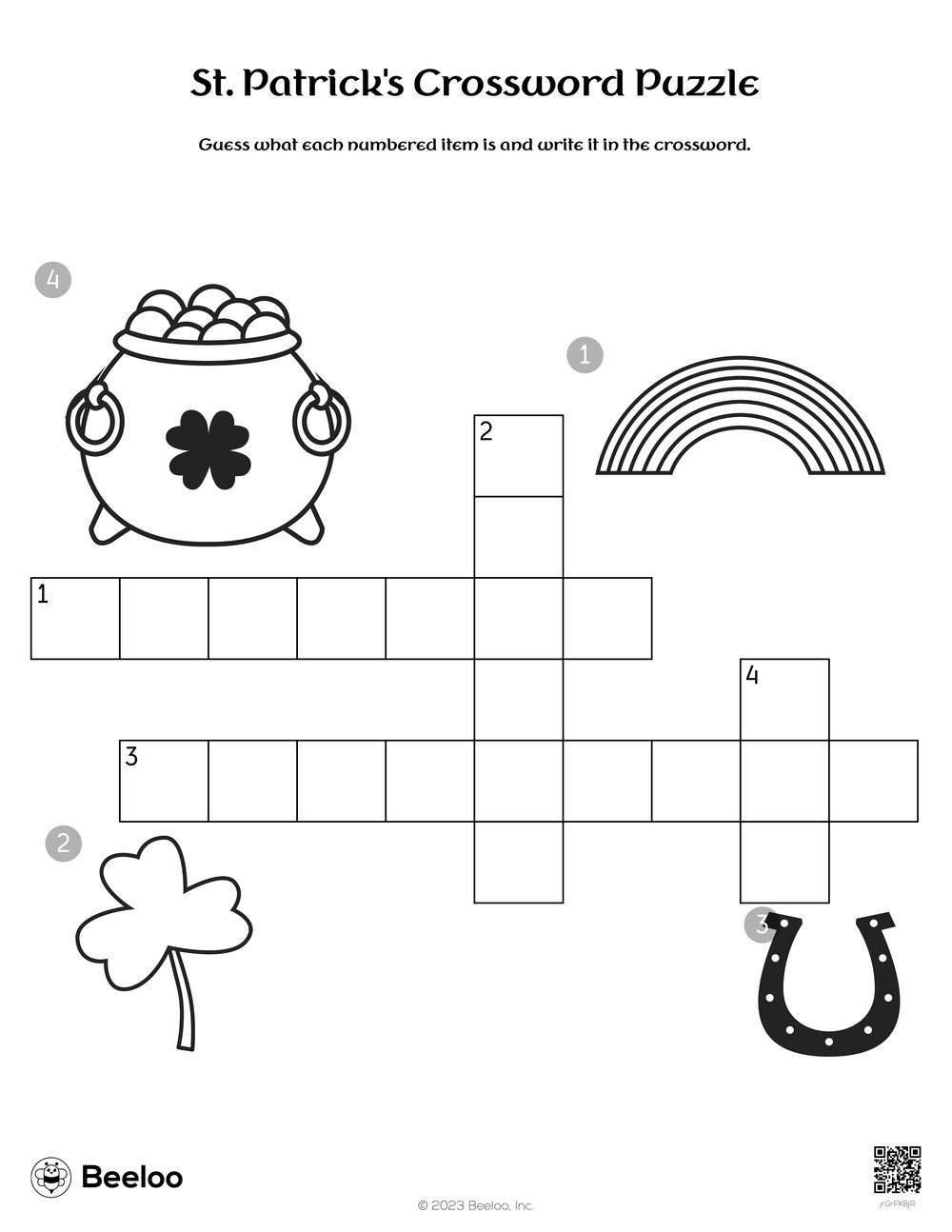 St Patrick s Crossword Puzzle Beeloo Printable Crafts And Activities For Kids
