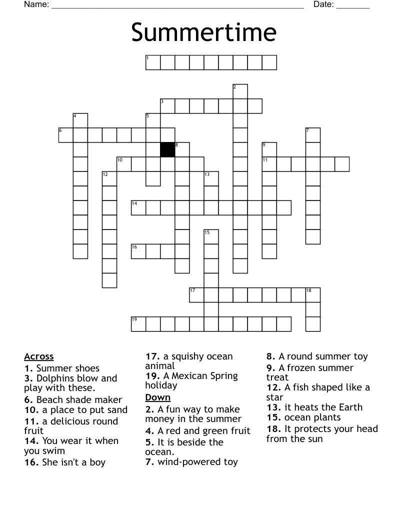 Summertime Crossword WordMint