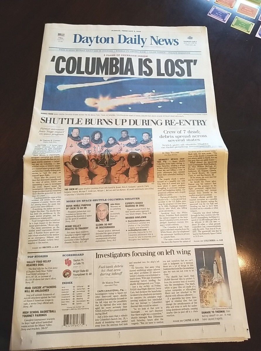 Sunday February 2nd 2003 Columbia Shuttle Disaster News Paper EBay Sunday February 2nd 2003 Columbia Shuttle Disaster News Paper EBay