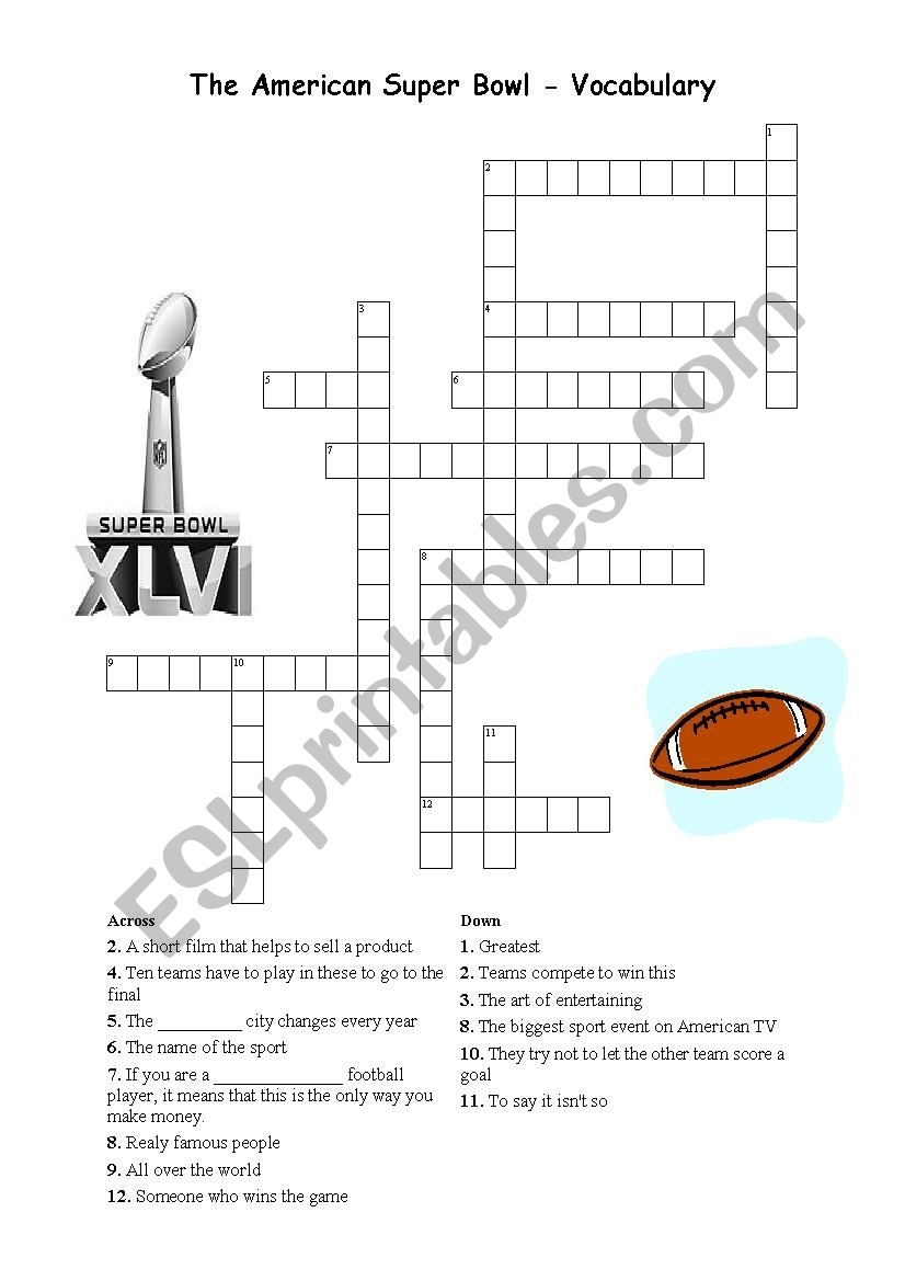 Printable Football Crossword Puzzles
