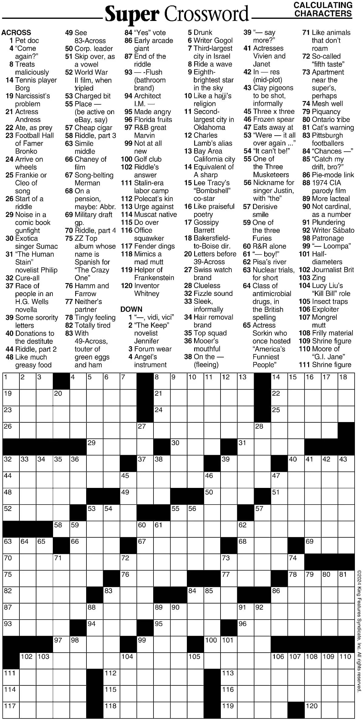 Printable Crossword Puzzles And Answers