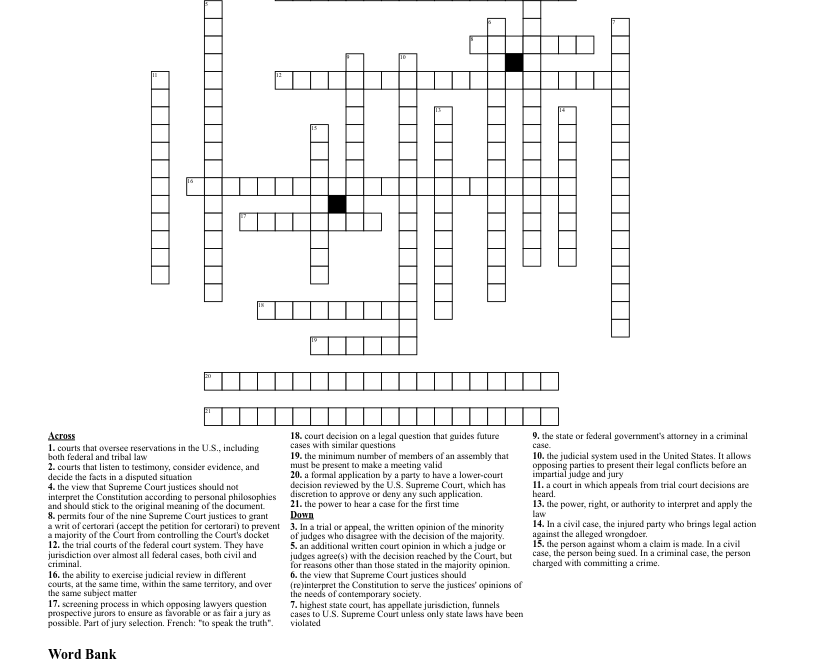Supreme Court Crossword WordMint