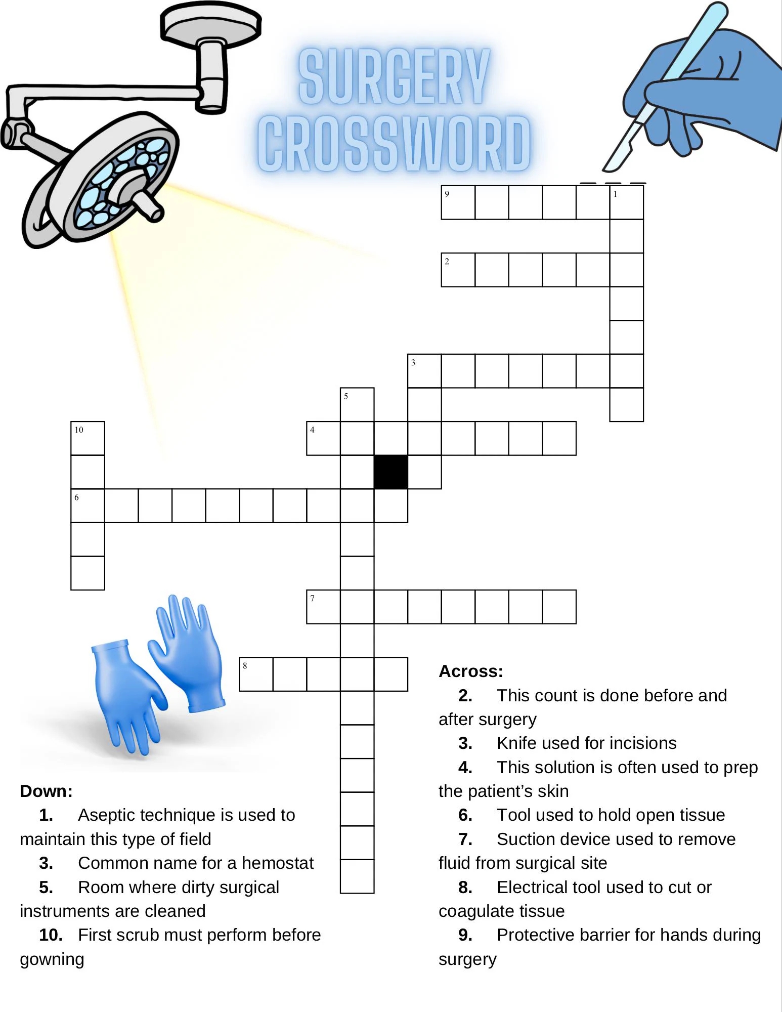 Medical Crossword Puzzle Printable