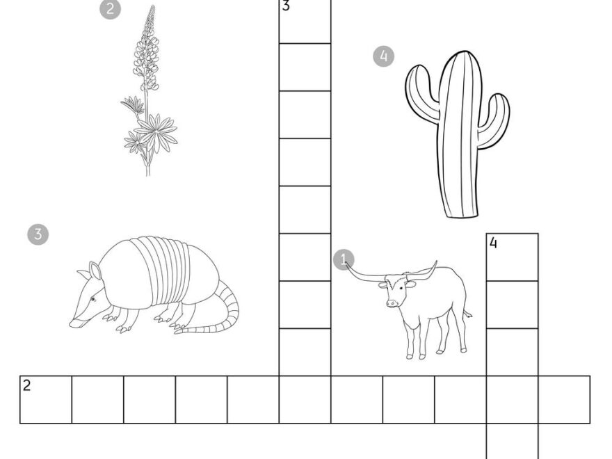 Texas themed Crossword Puzzles Beeloo Printable Crafts And Worksheets Library