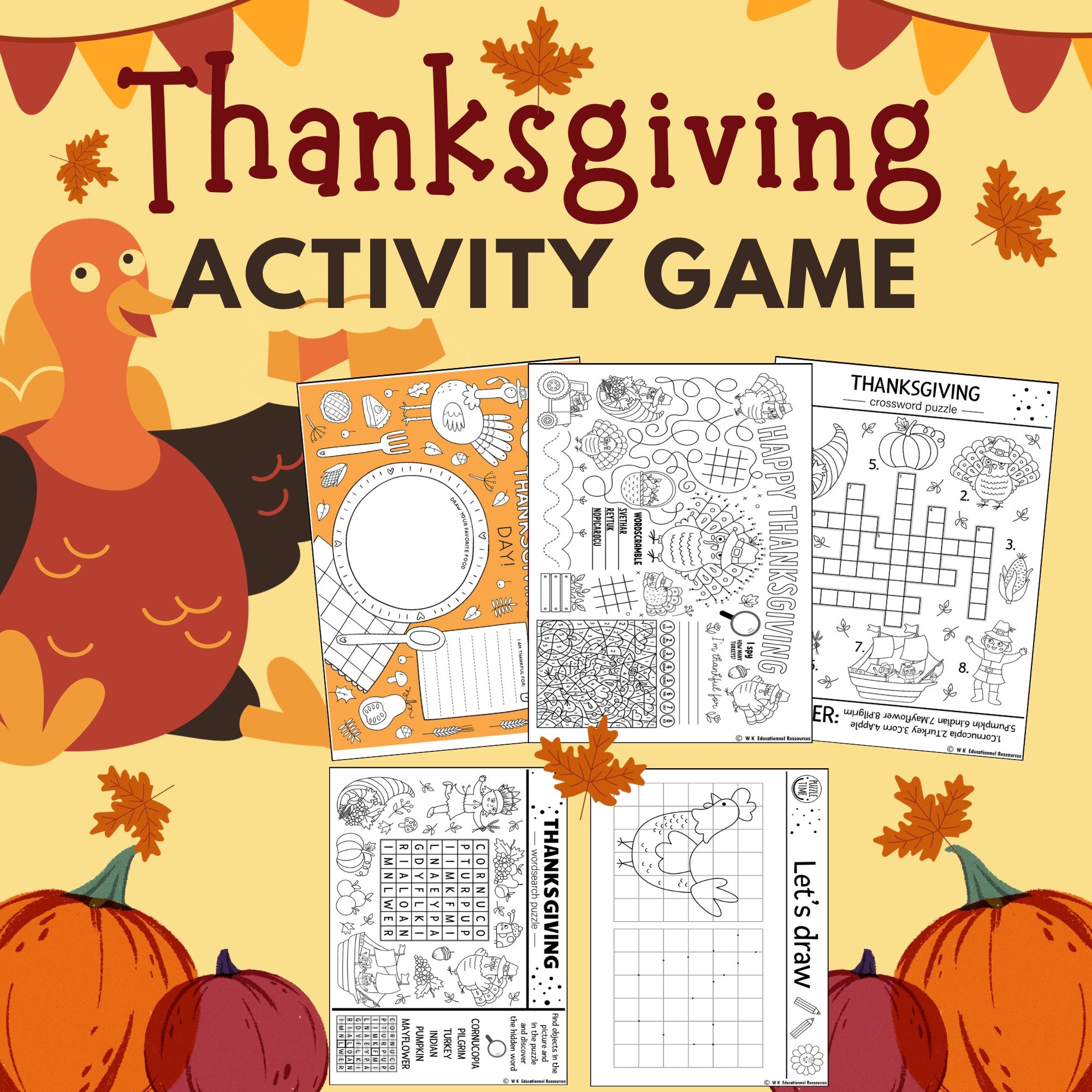Thanksgiving Crossword Puzzle Printable Elementary