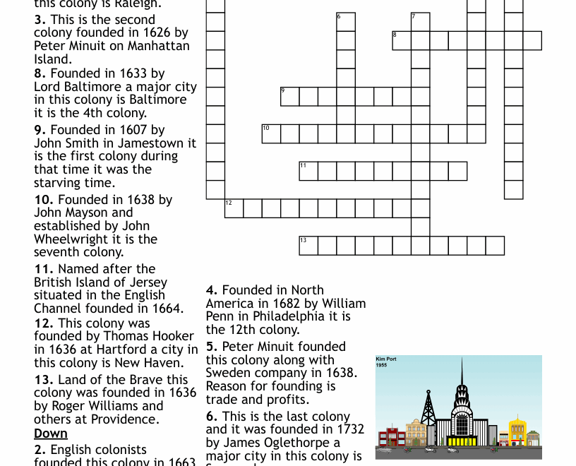 The 13 Colonies Crossword WordMint