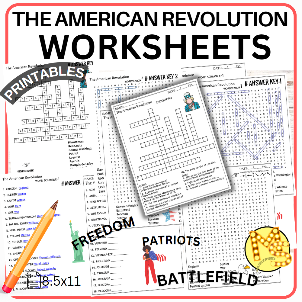 The American Revolution Worksheets Crossword Word Scramble Word Search Quiz Made By Teachers