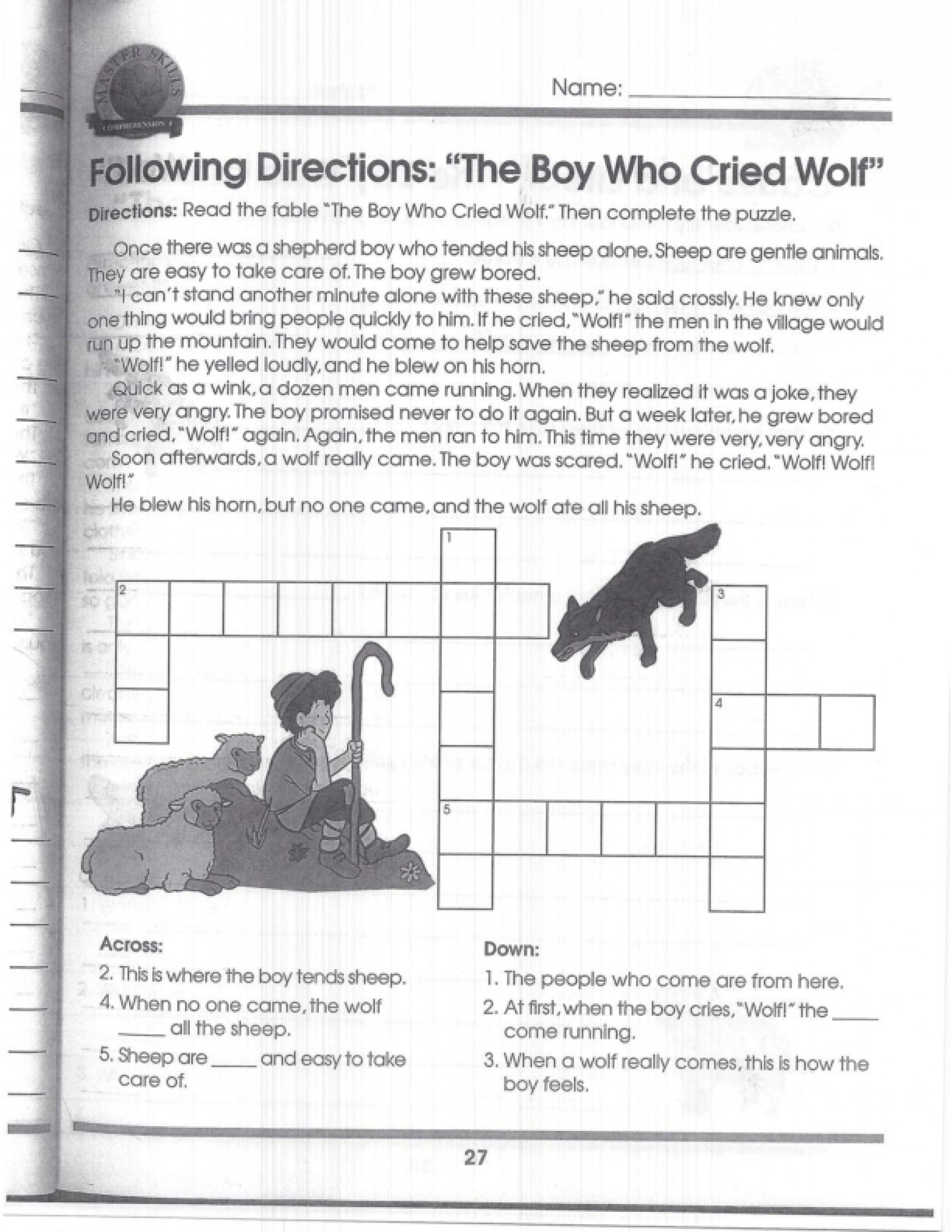 Wolf Printable Crossword