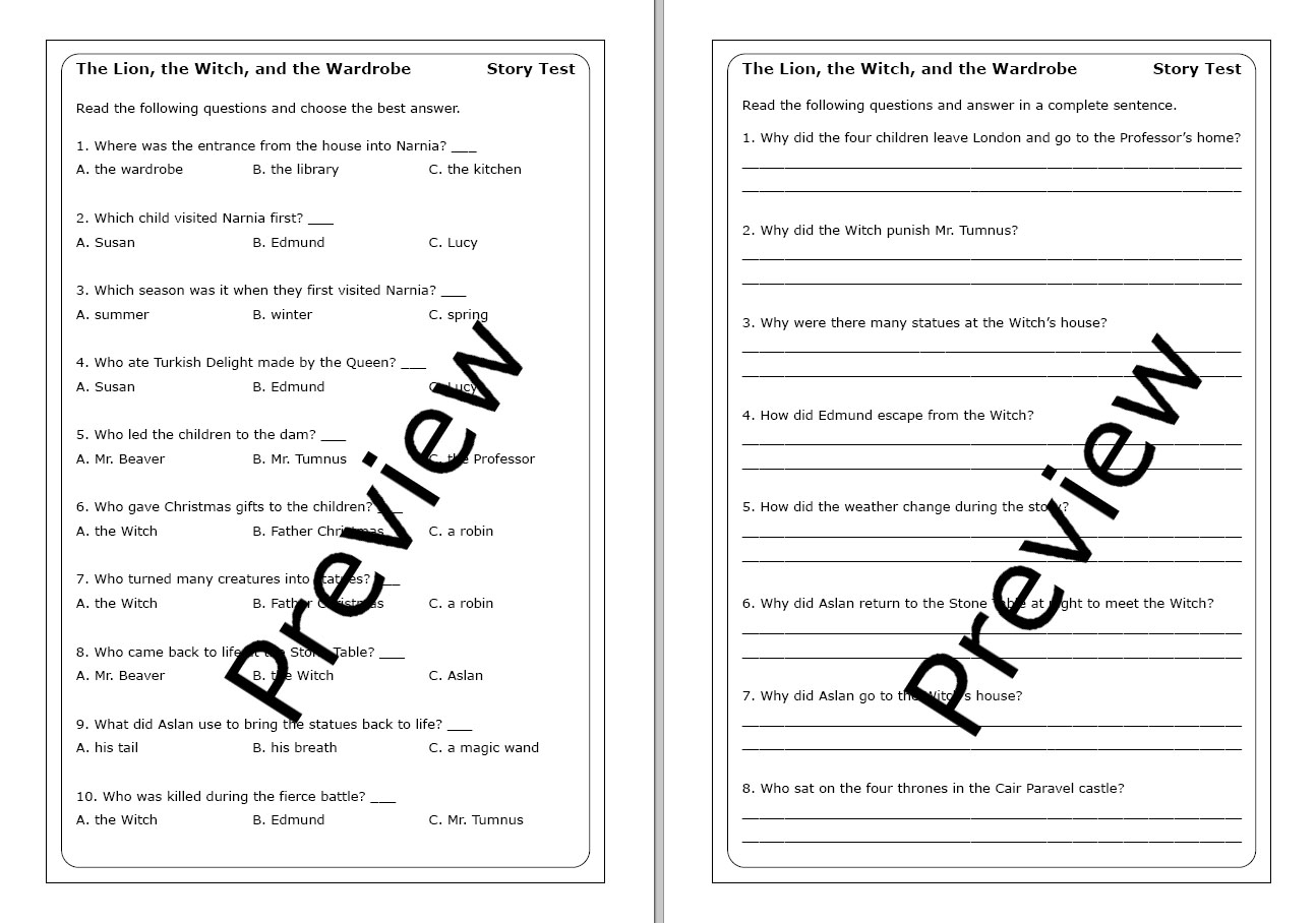The Chronicles Of Narnia A Bundle Of Worksheets Made By Teachers