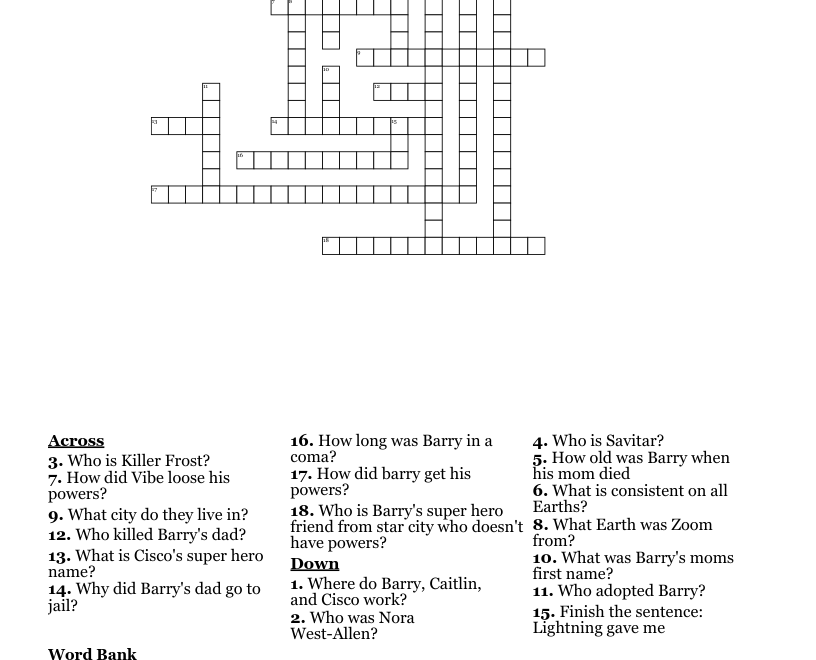 The Flash Crossword WordMint