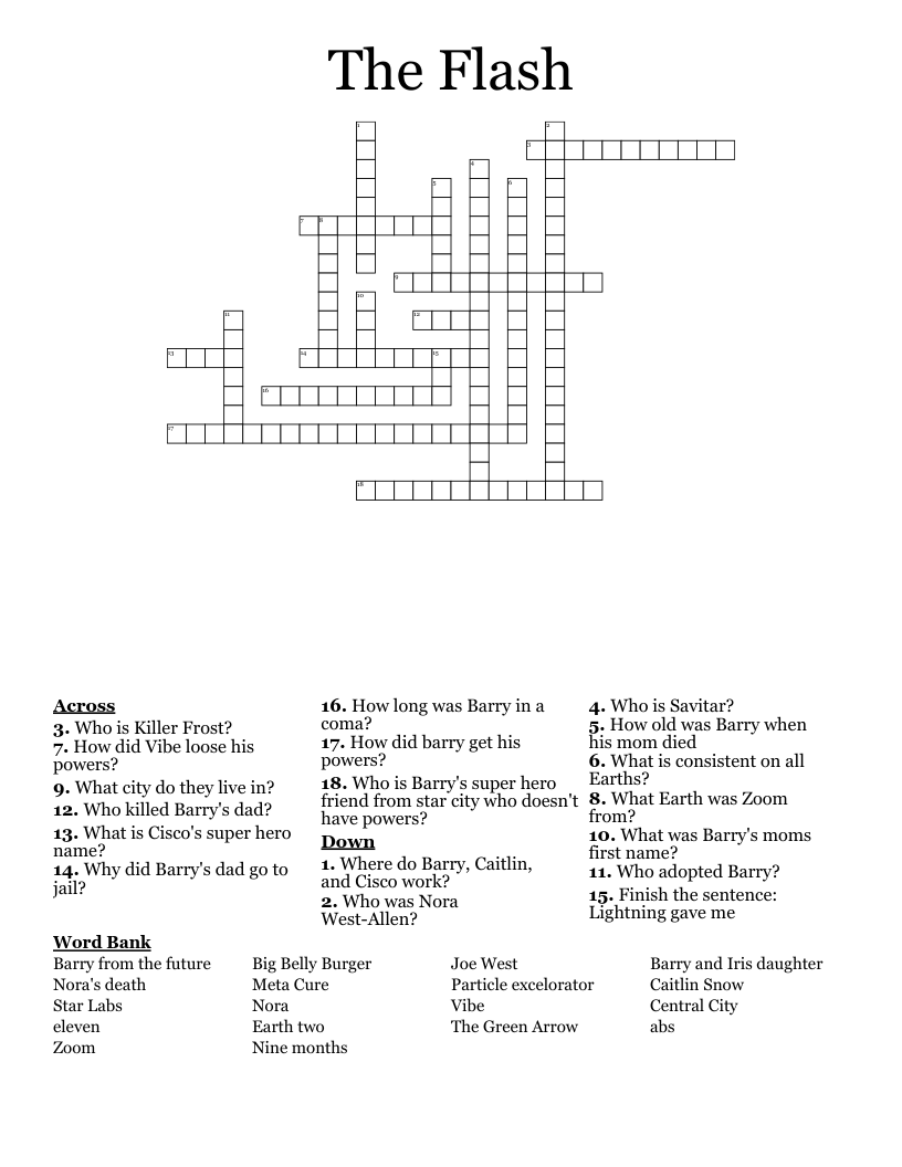The Flash Crossword WordMint