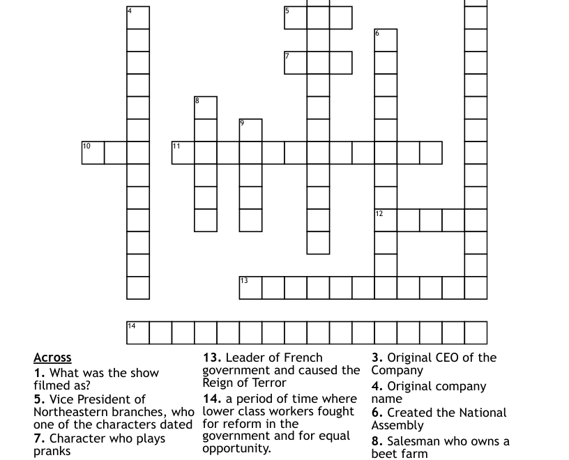 The Office Crossword Puzzle WordMint