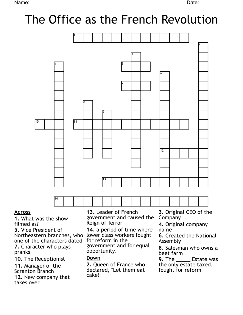 The Office Crossword Puzzle WordMint