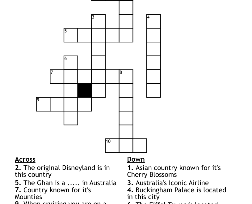 TRAVEL CROSSWORD WordMint