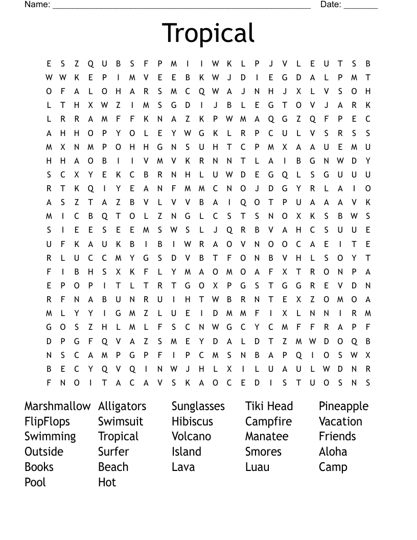 Tropical Word Search WordMint