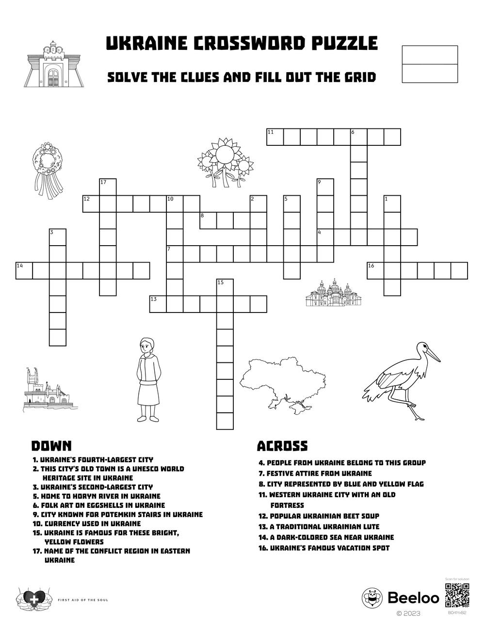Ukraine Crossword Puzzle Beeloo Printable Crafts And Activities For Kids