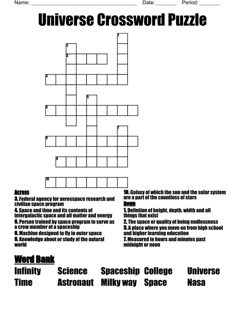 Universe Crossword Puzzle WordMint