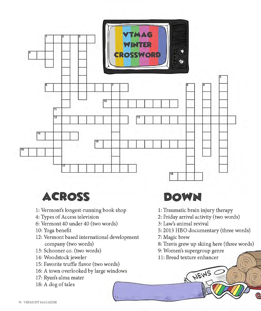 VERMONT MAGAZINE WINTER 2020 CROSSWORD PUZZLE