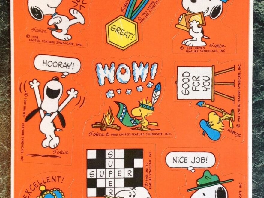 VTG Hallmark PEANUTS Sticker Sheet SNOOPY Sports SOCCER Crossword Puzzle Winner EBay