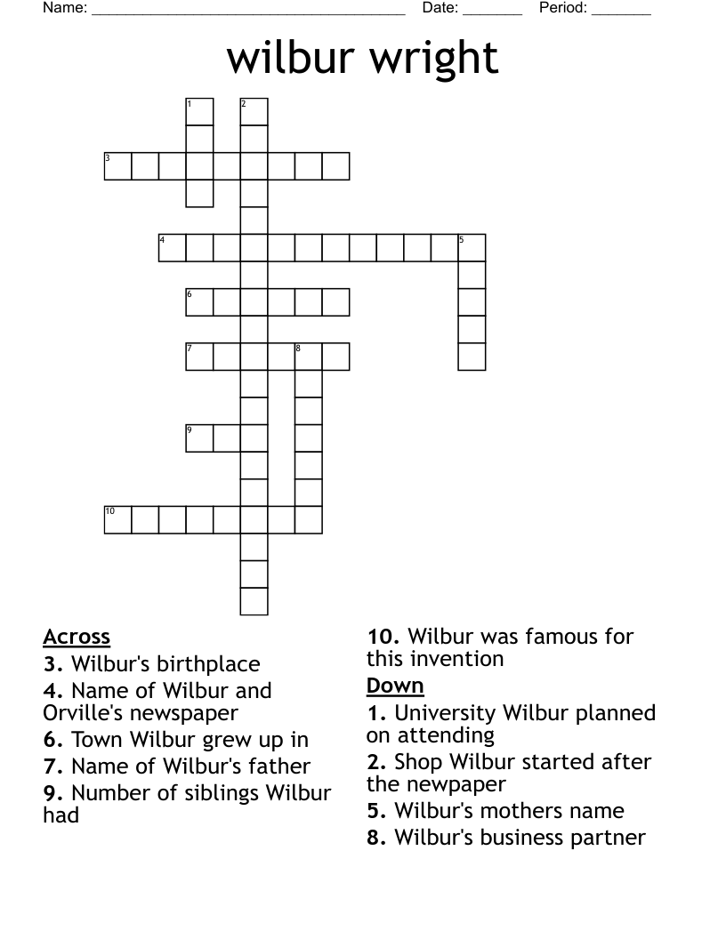 Wilbur Wright Crossword WordMint Wilbur Wright Crossword WordMint