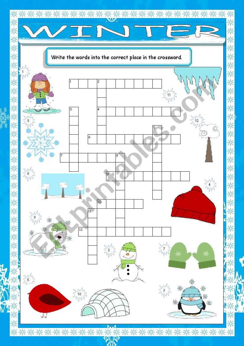 Winter Crossword ESL Worksheet By Tomas97 Winter Crossword ESL Worksheet By Tomas97