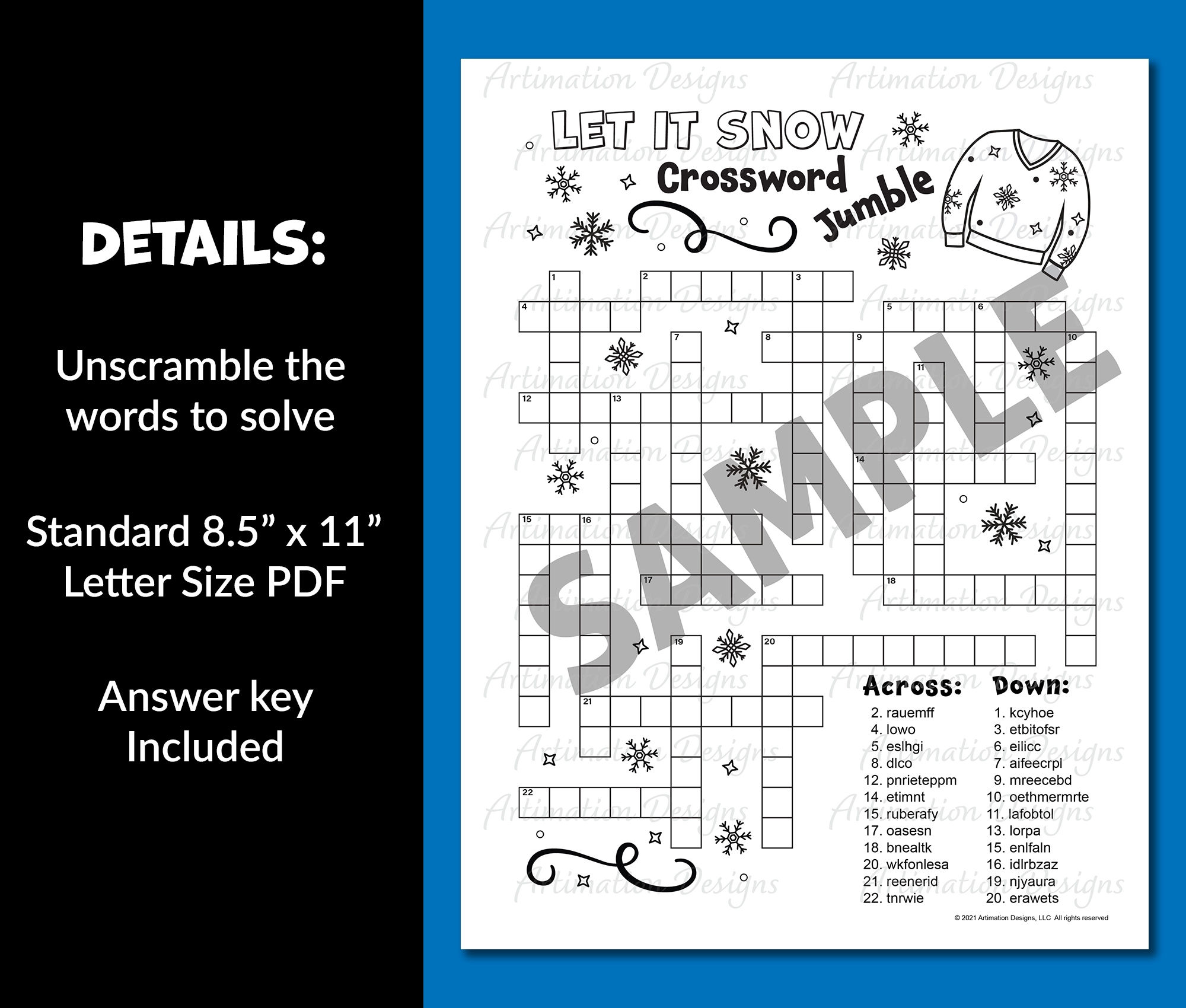 Winter Crossword Jumble Puzzle Word Scramble Word Unscramble Winter Vocabulary Made By Teachers