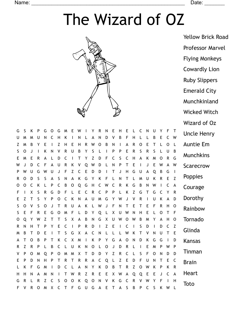 Wizard Of Oz Crossword WordMint Wizard Of Oz Crossword WordMint
