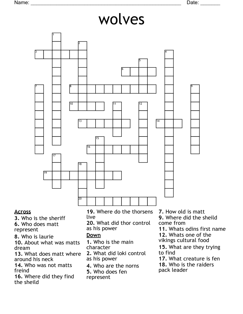 Wolves Crossword WordMint