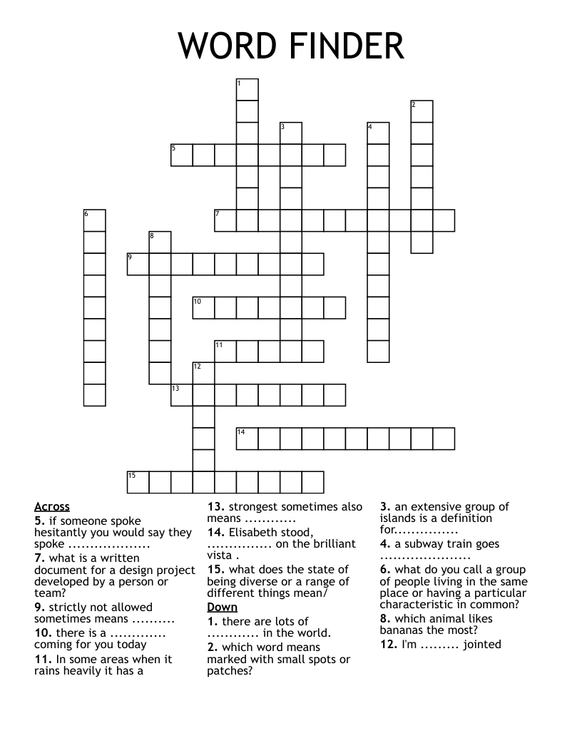 WORD FINDER Crossword WordMint