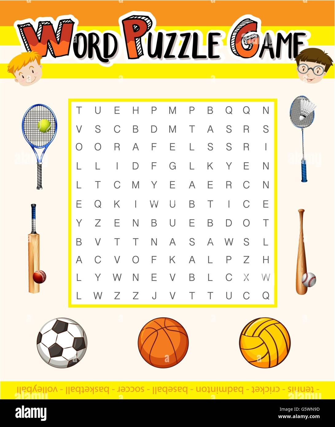 Word Puzzle Game With Sport Theme Stock Vector Image Art Alamy